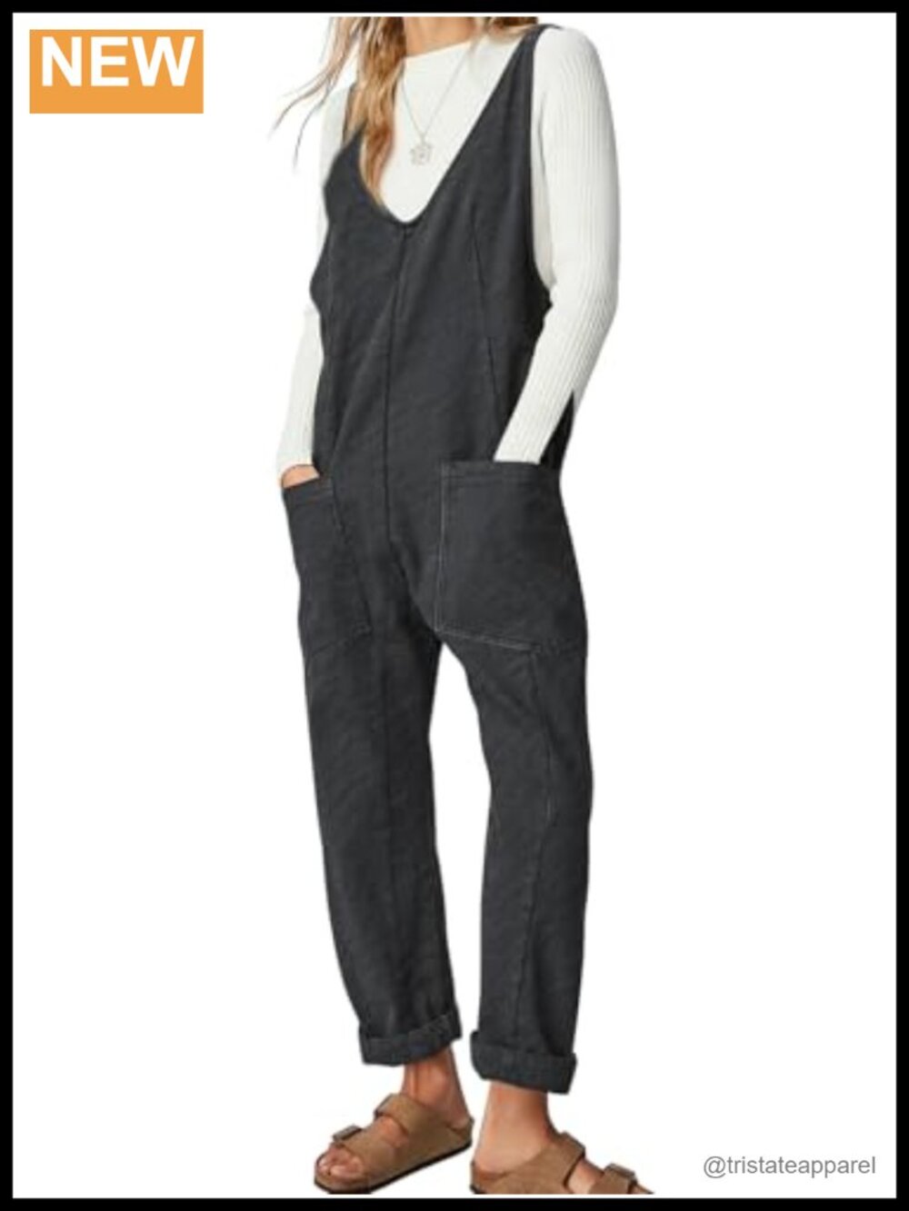 EXLURA Women's Denim Bib Overalls Loose Sleeveless Baggy Jumpsuit with Pockets